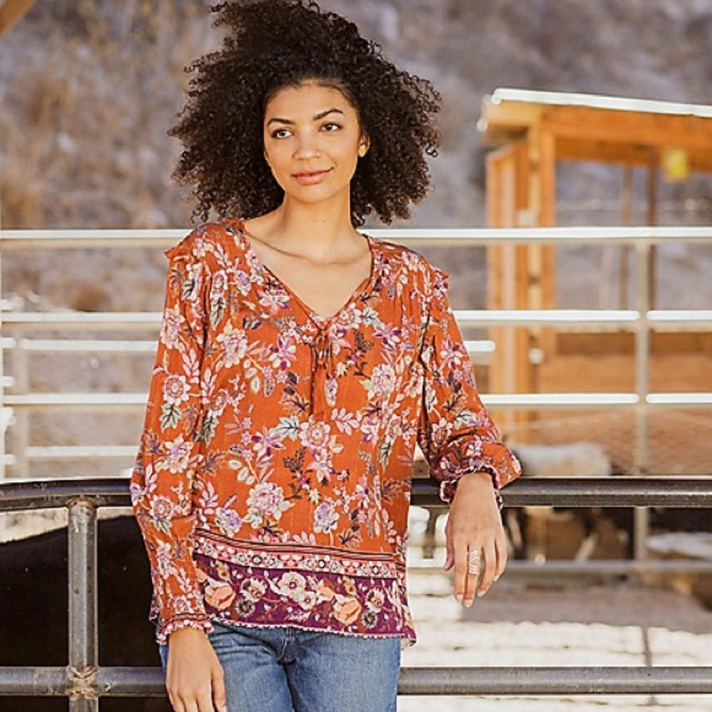 Farmers Market By One World Floral Blouse Boho 3X Plus